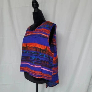 La Bes Tank Top Womens Purple Orange Slit Back Sleeveless Hi Low Slit 3XL